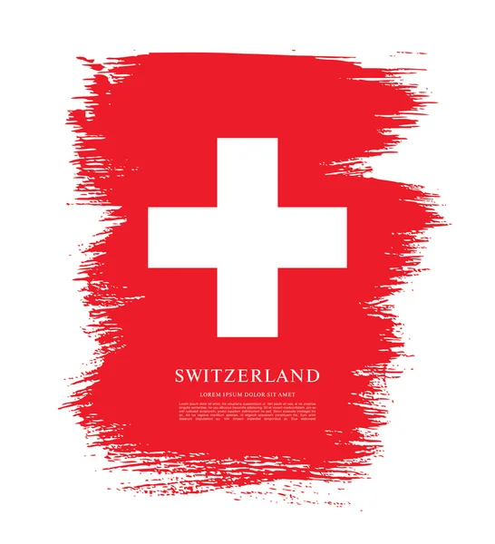 Schweiz flagga. Brush stroke bakgrund — Stock vektor