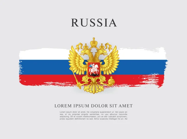 Bandeira da Rússia. Brasão de armas . — Vetor de Stock