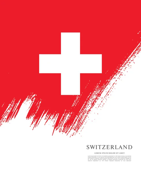 Bandeira da Suíça. Pincel fundo acidente vascular cerebral —  Vetores de Stock