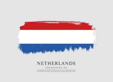 Hollanda bayrağı. Fırça konturu arka plan