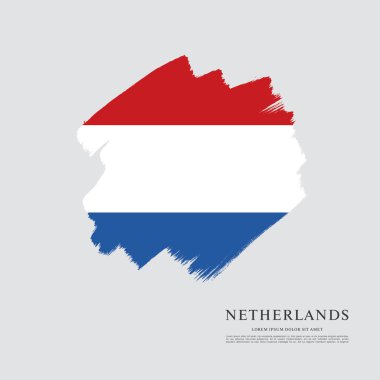 Hollanda bayrağı. Fırça konturu arka plan
