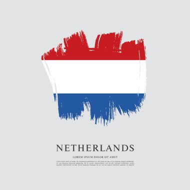 Hollanda bayrağı. Fırça konturu arka plan