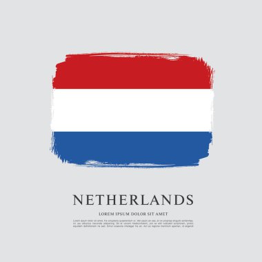 Hollanda bayrağı. Fırça konturu arka plan