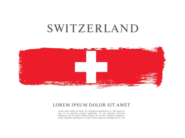 Bandera de Suiza. Pincel trazo fondo — Archivo Imágenes Vectoriales