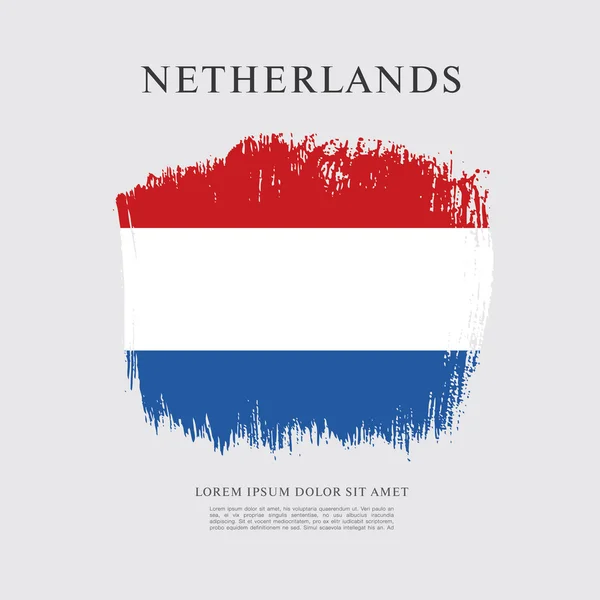 Bandera de Holanda. Pincel trazo fondo — Vector de stock