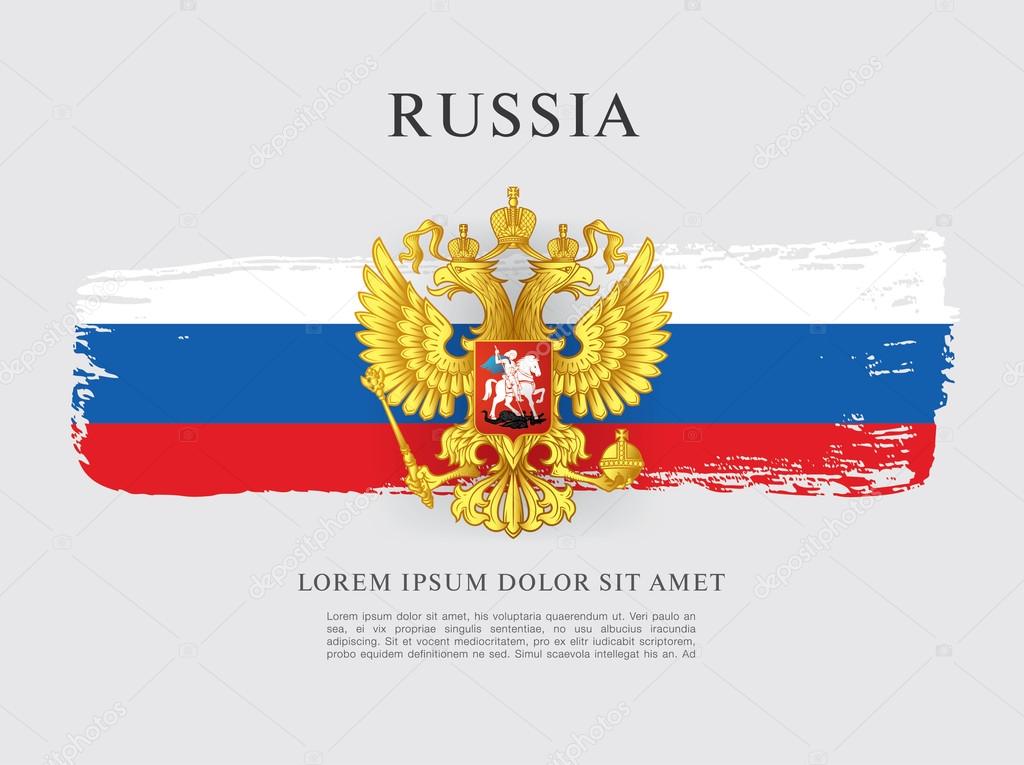 Flag of Russia with coat of arms Stock Photo - Alamy