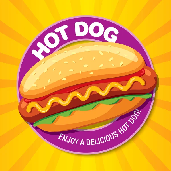 Hot Dog heerlijk eten. — Stockvector