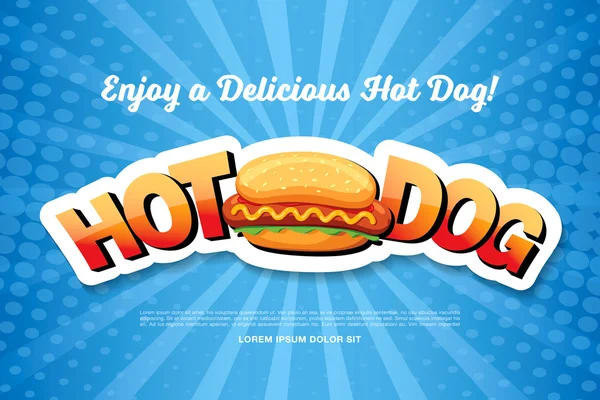 Hot Dog ízletes ételek. — Stock Vector