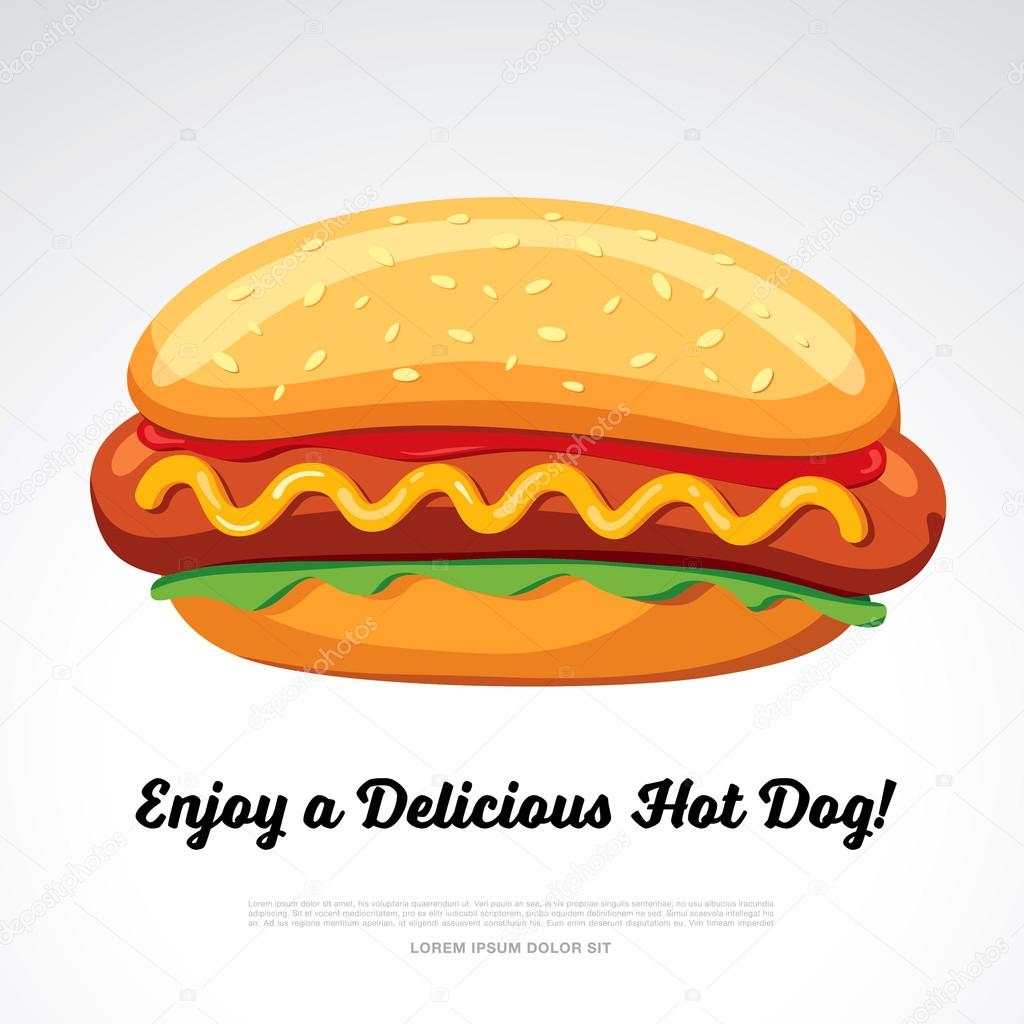 Hot Dog delicious food. Vector illustration