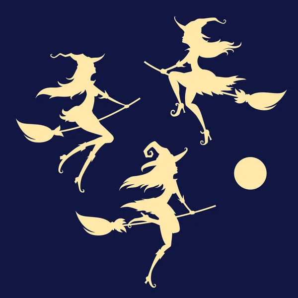 Halloween silhouette de sorcière — Image vectorielle