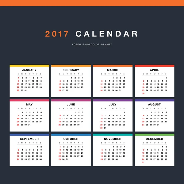 Konstrukcja ścian kalendarz 2017 — Wektor stockowy