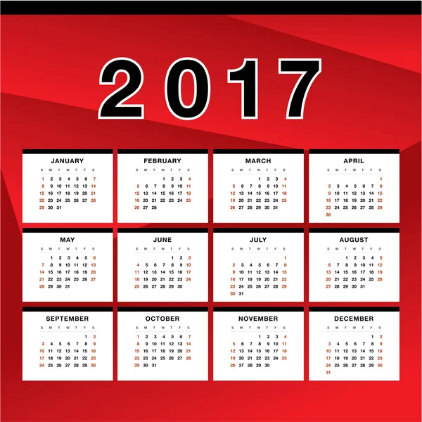 Kalender 2017 wanddecoratie — Stockvector