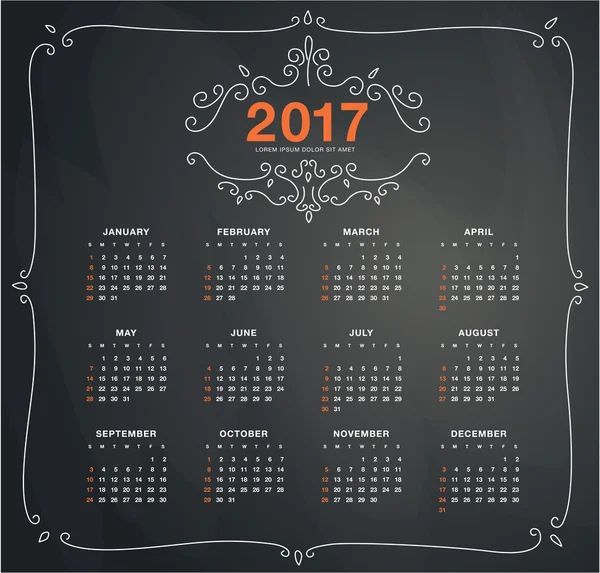 Konstrukcja ścian kalendarz 2017 — Wektor stockowy