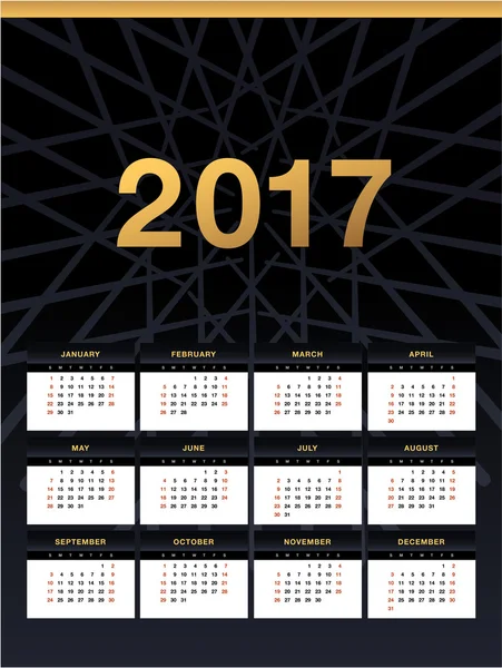 Calendario de pared 2017 diseño — Archivo Imágenes Vectoriales