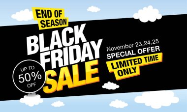 Kara Cuma indirimli bayrak, alışveriş konsepti, vektör illüstrasyonu