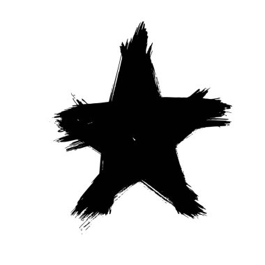 Siyah yıldız fırçası mürekkep çizimi, grunge etkisi. vektör illüstrasyonu