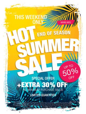 Yaz indirimi harfleri vektör illüstrasyonu, reklam kavramı 