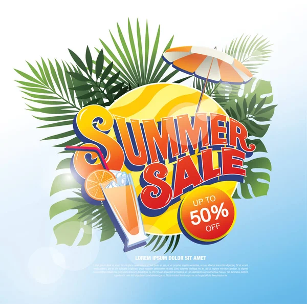 Summer Sale Lettering Vector Illustration Concept — Stock Vector