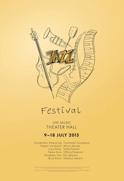 Festival de jazz - música en vivo — Vector de stock