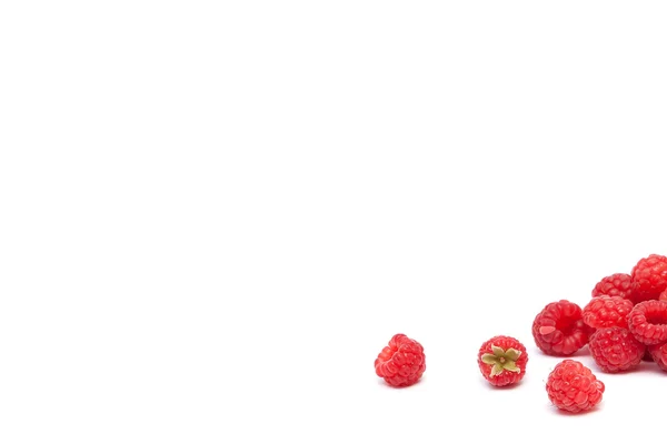 Himbeeren auf weißem Hintergrund — Stockfoto