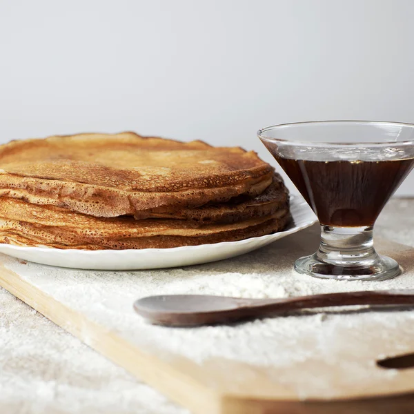 Russian taste pancakes on table — Stock Photo, Image