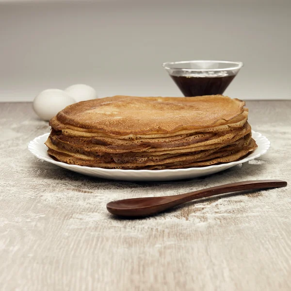 Russian taste pancakes on table — Stock Photo, Image