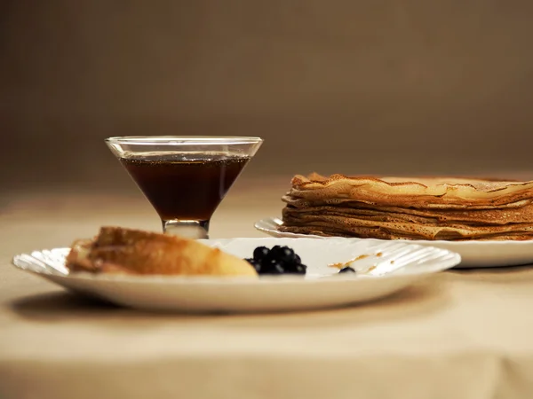 Russian taste pancakes on table — Stock Photo, Image