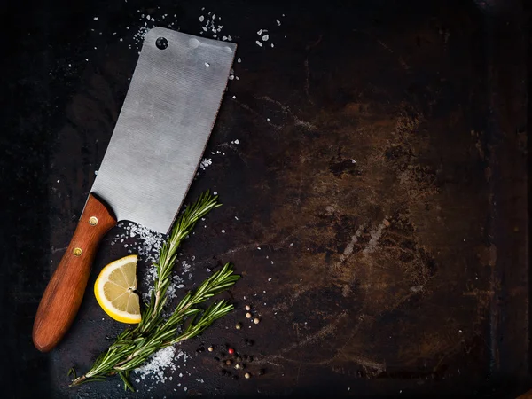 Kitchen axe on grunge background — Stock Photo, Image