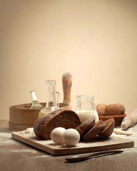 Pão fresco. Ainda é vida. Cozimento — Fotografia de Stock