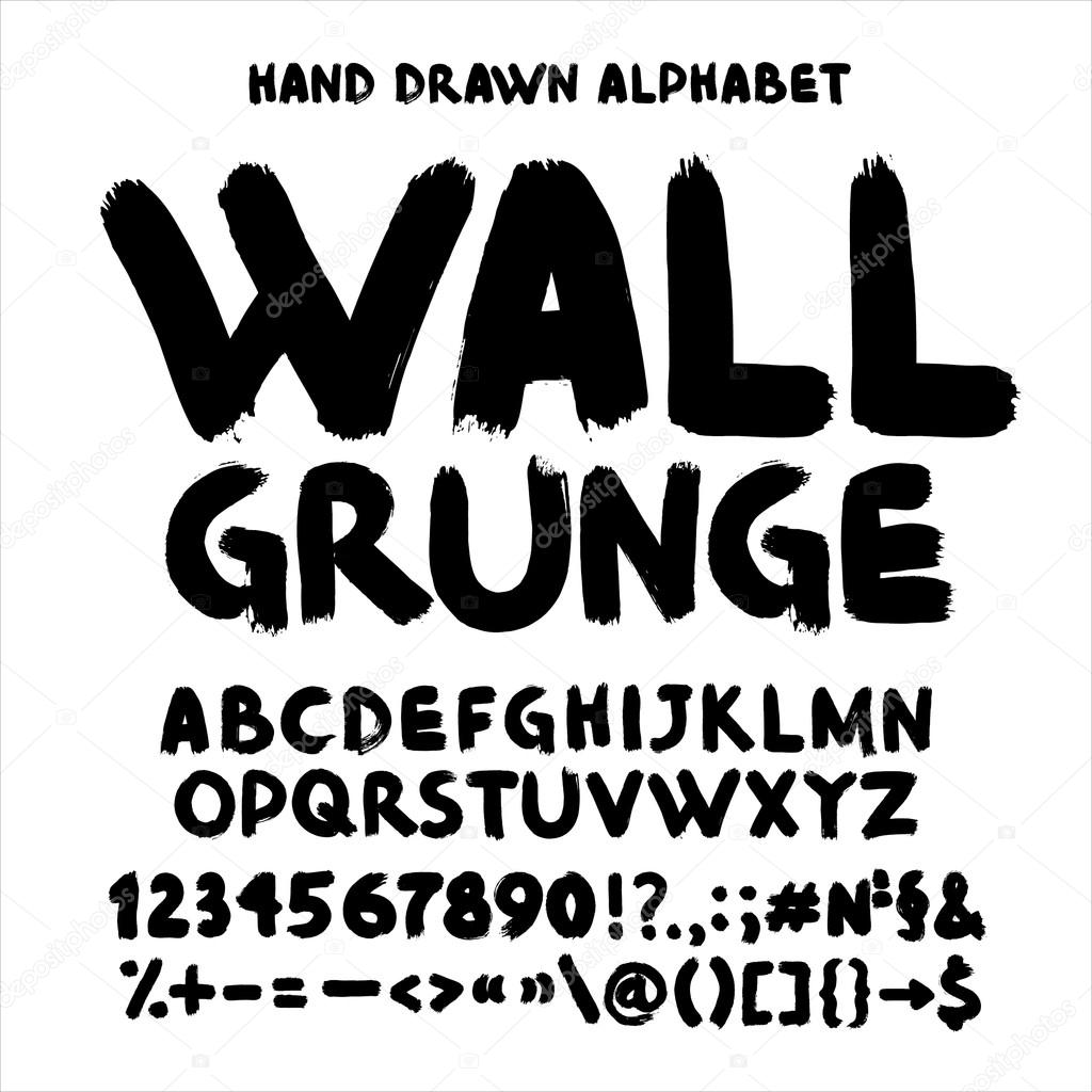 Alphabet. Wall grunge letters.
