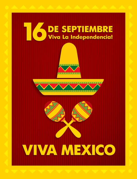 Tanggal 16 September. Selamat Hari Kemerdekaan! Viva Mexico ! - Stok Vektor