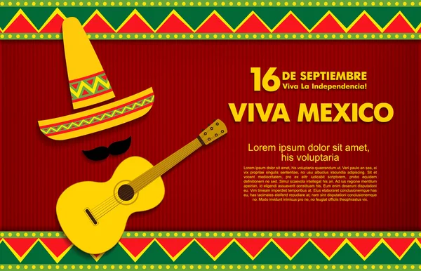 16 de Setembro. Feliz Dia da Independência! Viva México ! — Vetor de Stock