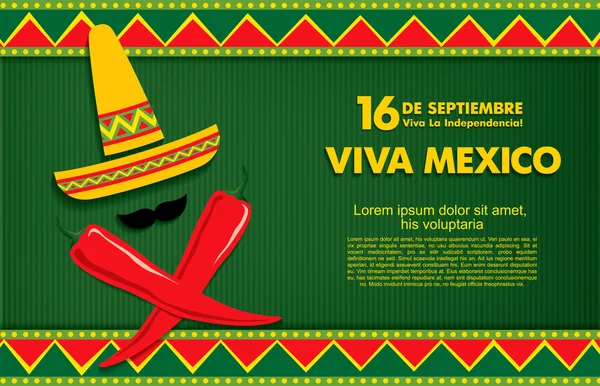 16 września. Szczęśliwy dzień niepodległości! Viva Meksyk! — Wektor stockowy
