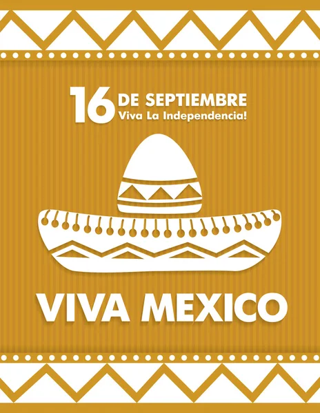 16 de septiembre. ¡Feliz Día de la Independencia! Viva México ! — Vector de stock