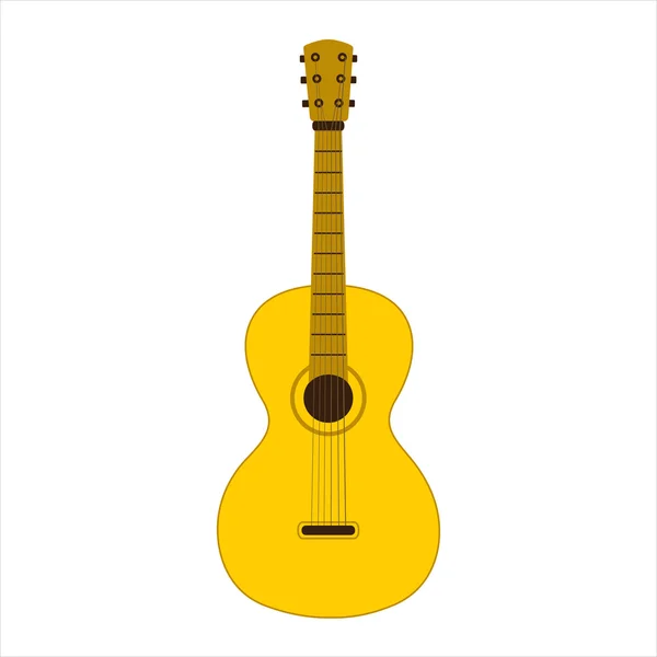 Guitarra de seis cuerdas aislada sobre fondo blanco — Vector de stock