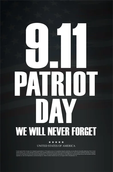 Il Patriot Day. 11 settembre. Non dimenticheremo mai — Vettoriale Stock