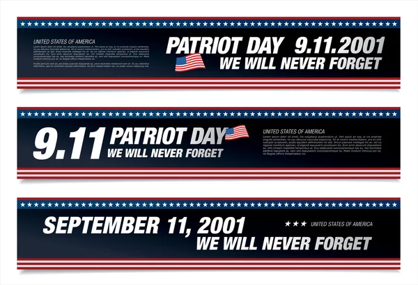 Patriot Day. September 11. We will never forget — Stock Vector