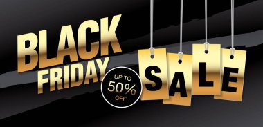 Kara Cuma indirimli altın pankart tasarımı