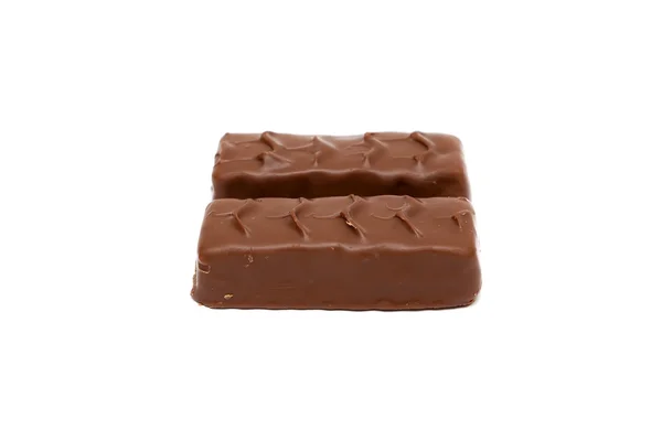 Csokoládé dióval elszigetelt fehér background — Stock Fotó