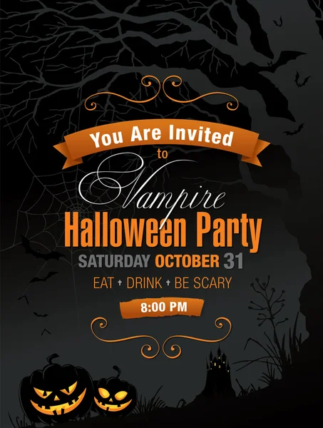 Vampier Halloween party. Vector banner — Stockvector