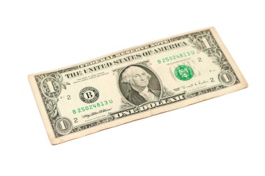 Beyaz bir arka plan üzerinde izole bir dolarlık banknot