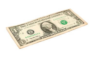 Beyaz bir arka plan üzerinde izole bir dolarlık banknot