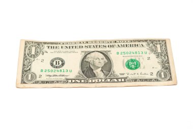 Beyaz bir arka plan üzerinde izole bir dolarlık banknot