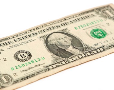 Beyaz bir arka plan üzerinde izole bir dolarlık banknot