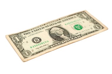 Beyaz bir arka plan üzerinde izole bir dolarlık banknot