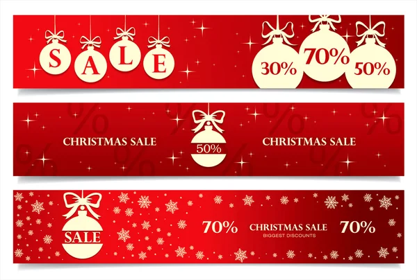 Kerstmis verkoop. Drie vector banners — Stockvector