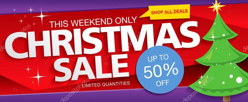 Vector christmas rectangular banner with sticker