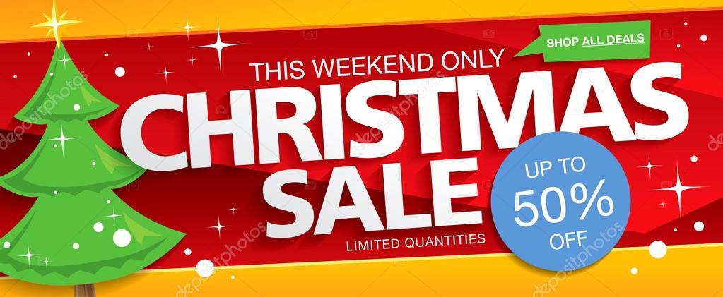 Vector christmas rectangular banner with sticker