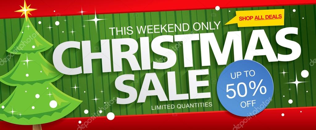 Vector christmas rectangular banner with sticker