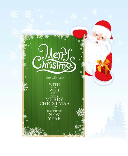 Tarjeta de felicitación de Navidad con Santa Claus — Vector de stock